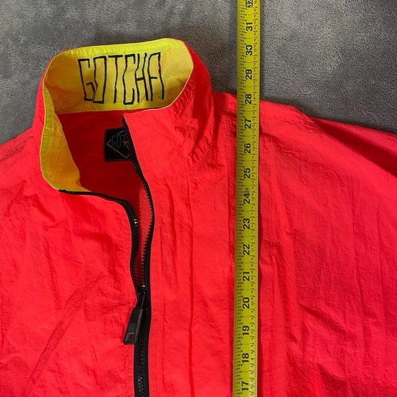 Vintage Gotcha Windbreaker Bright Red/Yellow Size L - Picture 7 of 7